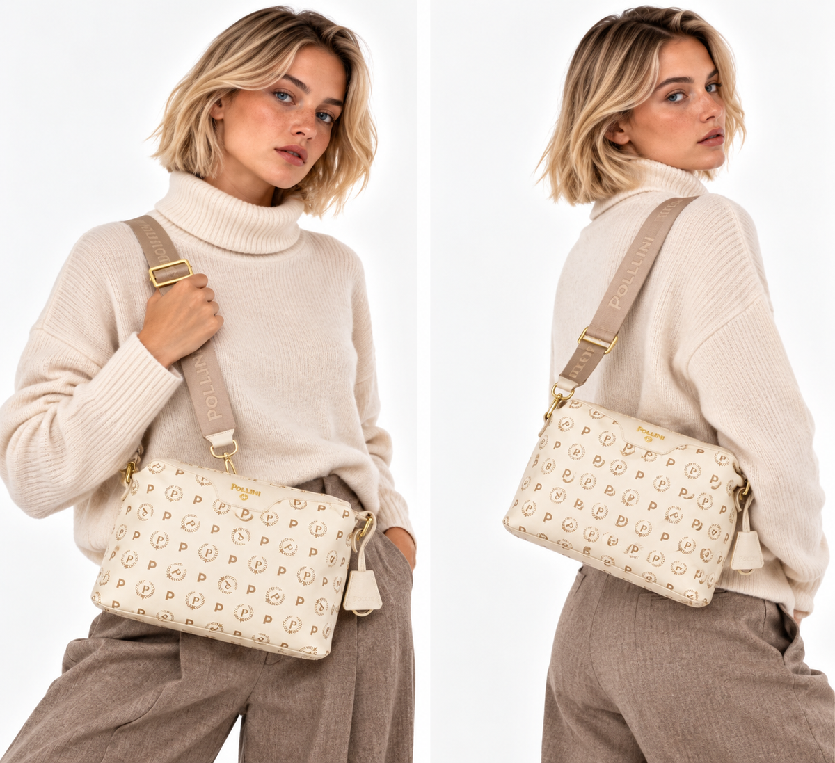 Women's Shoulder and Crossbody Bag POLLINI Heritage in Ivory