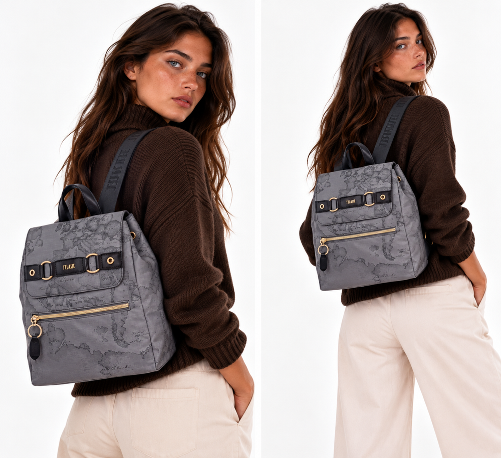 Damenrucksack 1A Classe Alviero Martini Linie Soft Ranch aus Stoff Soft Geo Dark LG06