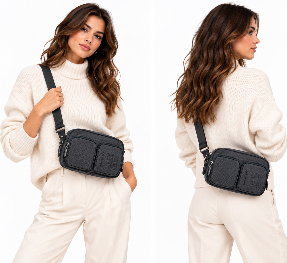Camera Bag Small Donna MANDARINA DUCK linea MD20 in Tessuto Steel