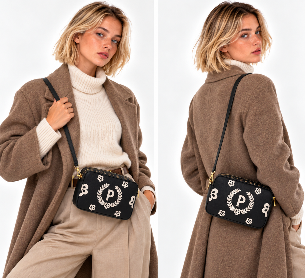 Borsa Donna a Tracolla POLLINI linea Day Si! Heritage Nero e Bianco