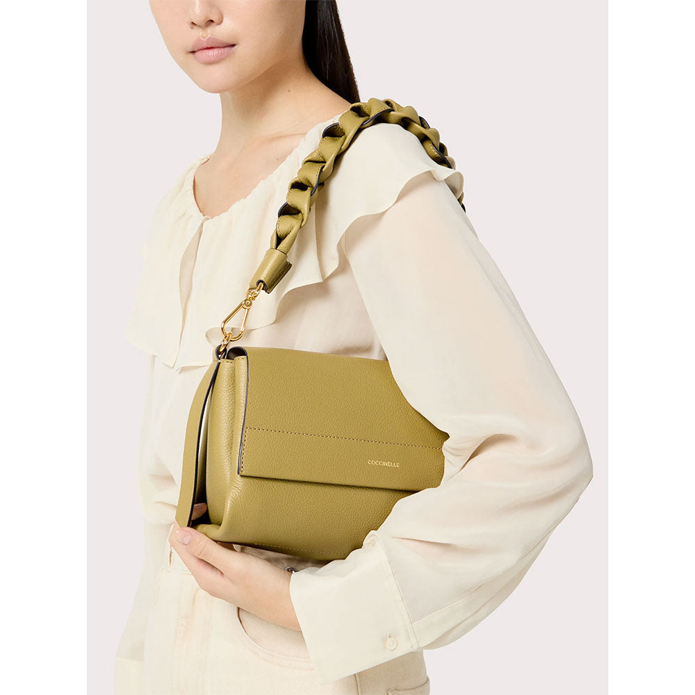 Borsa Donna a Spalla COCCINELLE in Pelle linea Boheme Small colore Sandshell - Seagrass