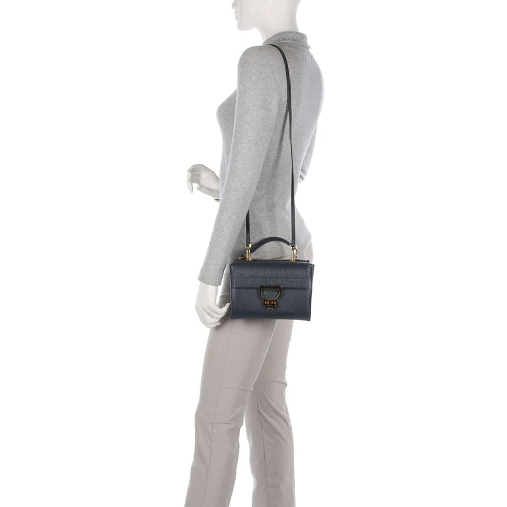 Borsa Donna a Mano con Tracolla COCCINELLE Linea Arlettis in Pelle colore Midnight Blue