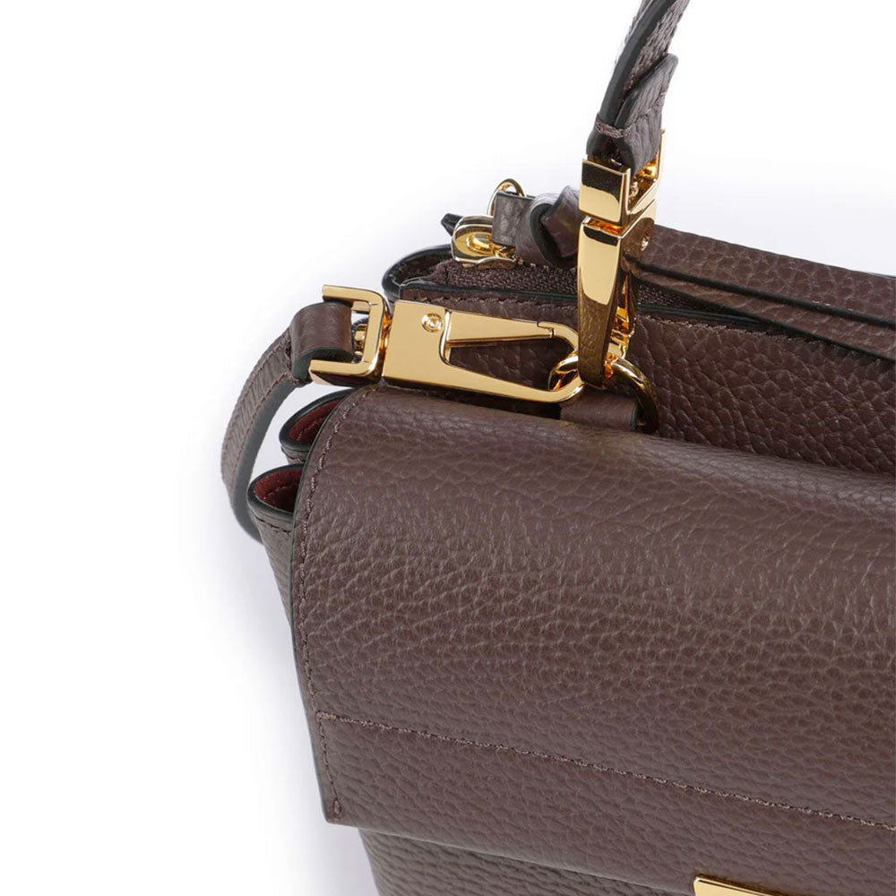 Borsa Donna a Mano con Tracolla COCCINELLE Linea Arlettis in Pelle colore Brunette