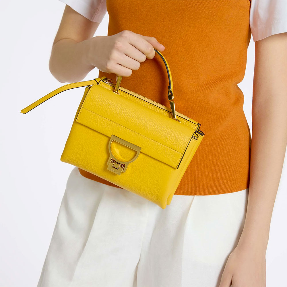 Borsa Donna a Mano con Tracolla COCCINELLE Linea Arlettis in Pelle colore Soleado