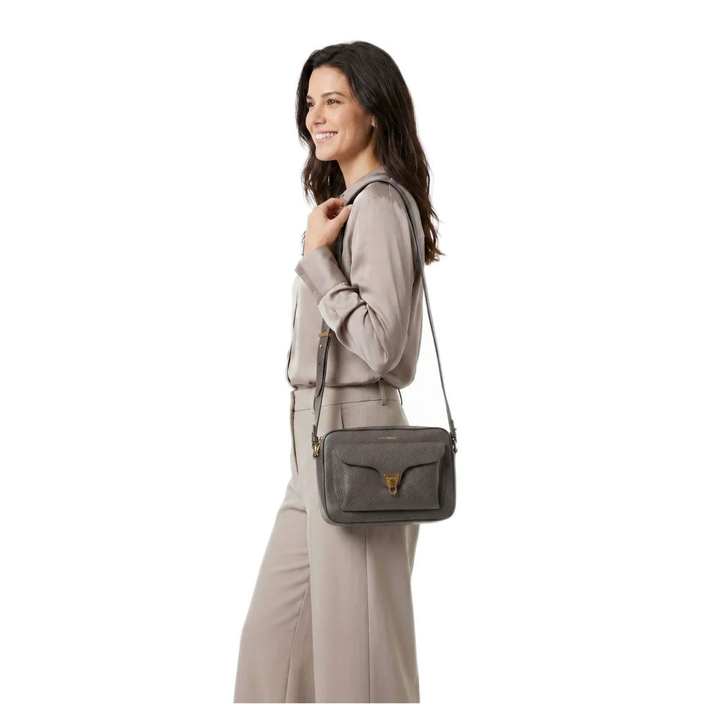 Borsa Donna a Tracolla COCCINELLE in Pelle Fango linea Beat Soft Misura Large
