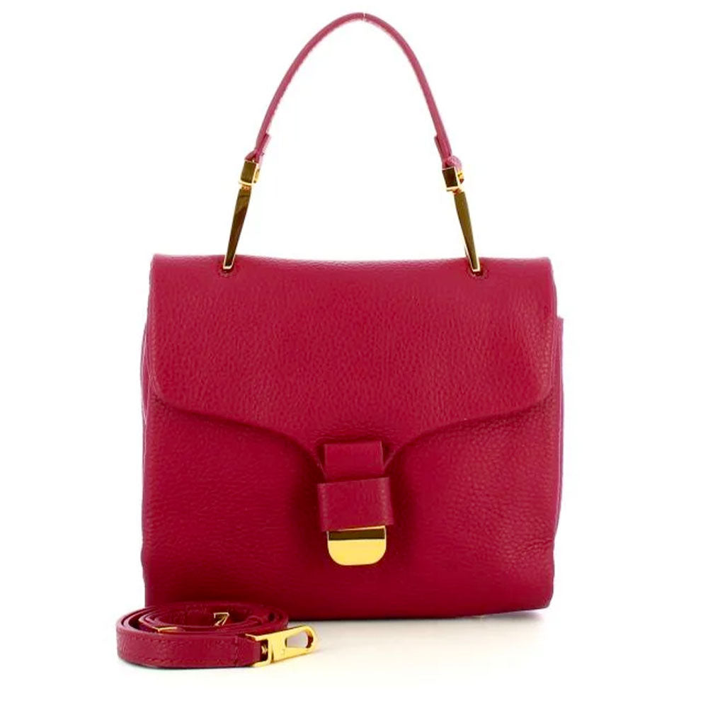 Borsa Donna a Mano con Tracolla COCCINELLE in Pelle Linea Neo Firenze Colore Garnet Red