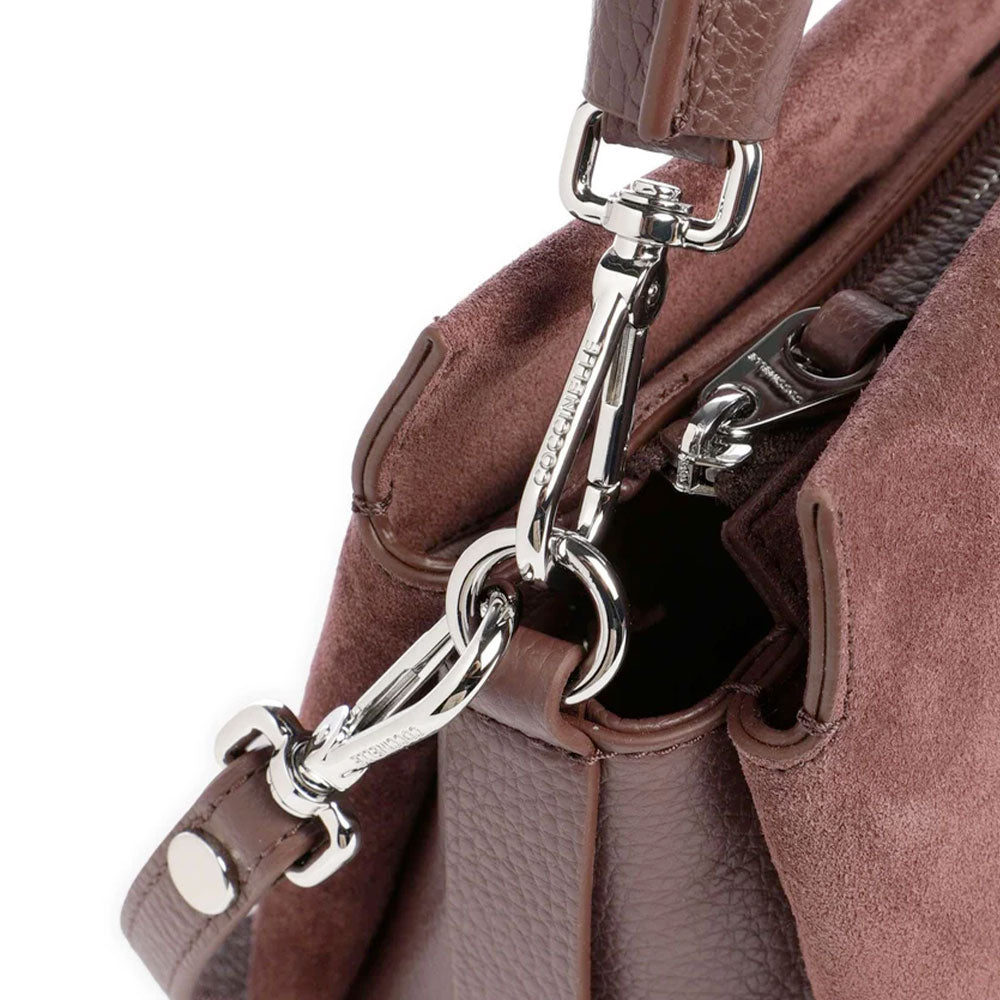 Damen-Henkeltasche COCCINELLE Modell Boheme Small aus Suede in Berry