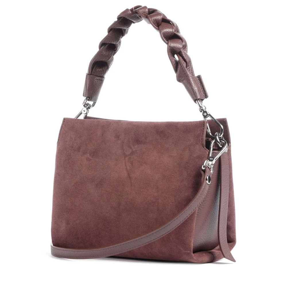 Damen-Henkeltasche COCCINELLE Modell Boheme Small aus Suede in Berry