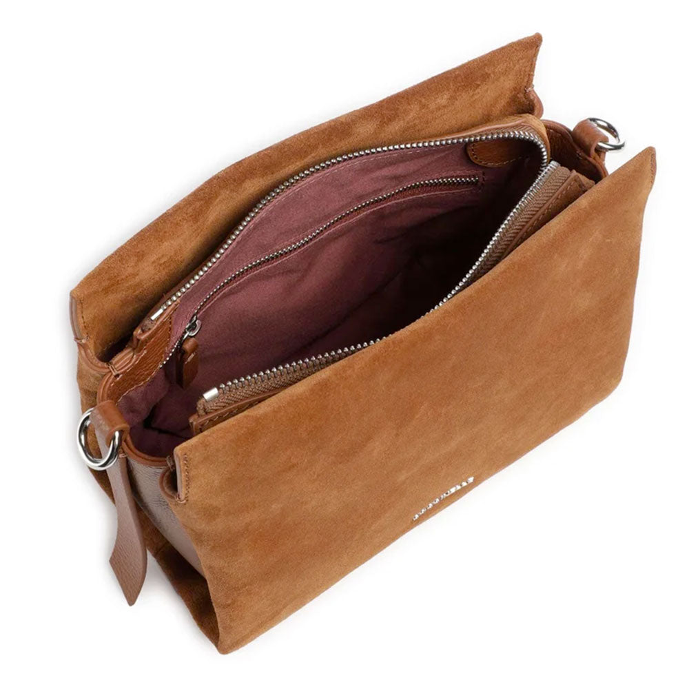 Damen-Henkeltasche COCCINELLE Modell Boheme Small aus Suede in Cognac