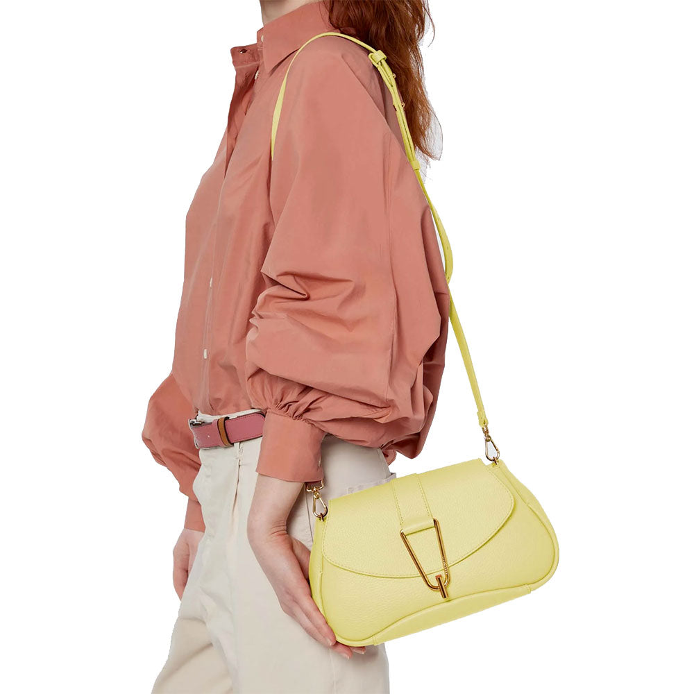 Borsa Donna a Mano con Tracolla COCCINELLE in Pelle linea Himma colore Lime Wash