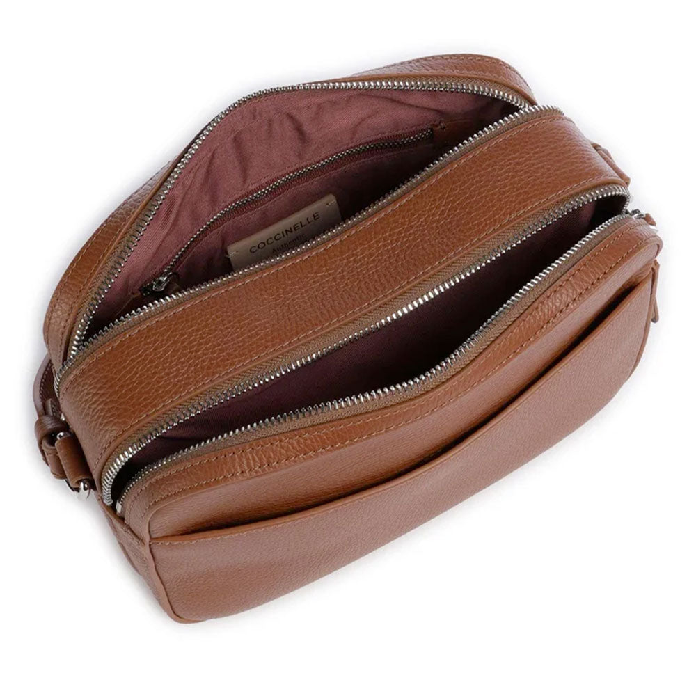 Borsa Donna Camera Bag a Tracolla COCCINELLE in Pelle Linea Myrtha colore Cognac