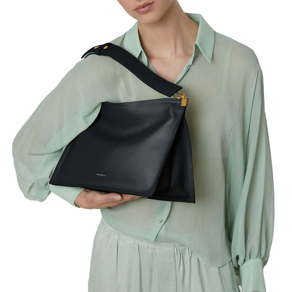 Borsa Donna a Mano Media COCCINELLE in Pelle linea Spin colore Brillant White - Celadon Green