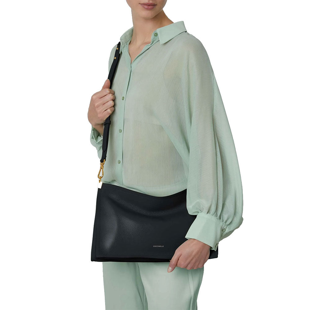 Borsa Donna a Mano Media COCCINELLE in Pelle linea Spin colore Brillant White - Celadon Green