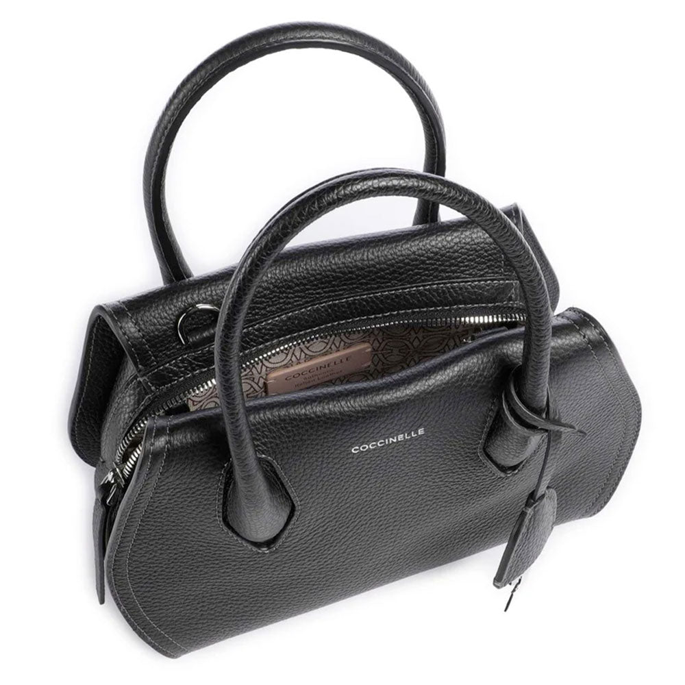 Women's Small Black Leather Handbag COCCINELLE Lord