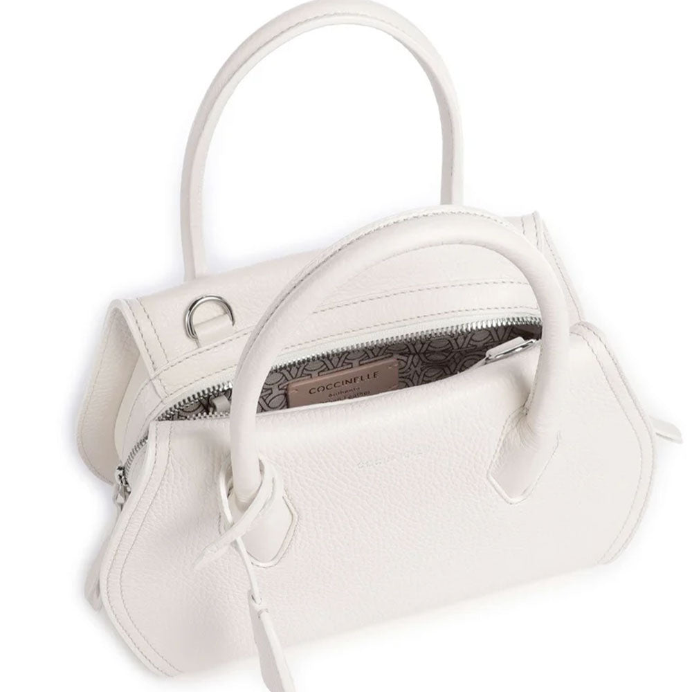 Women's Small Leather Handbag COCCINELLE Lord in Blanco