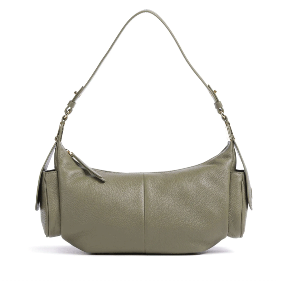 Borsa Donna a Spalla COCCINELLE in Pelle Colore Laurel Green linea Campus Large