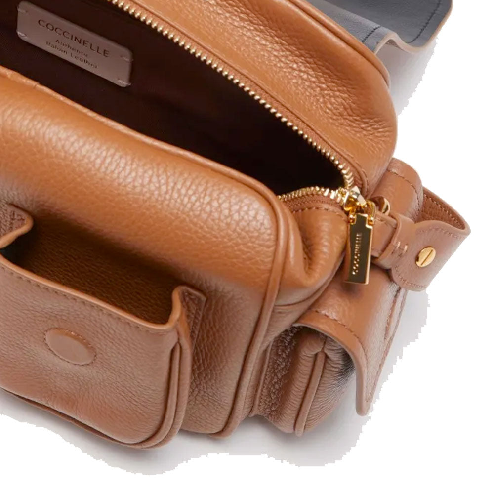 Damen-Umhängetasche COCCINELLE aus Leder in Cognac Modell Campus Medium