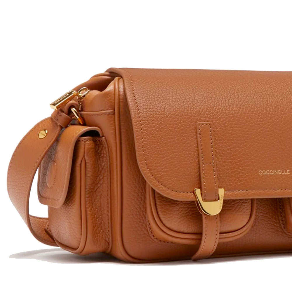 Damen-Umhängetasche COCCINELLE aus Leder in Cognac Modell Campus Medium