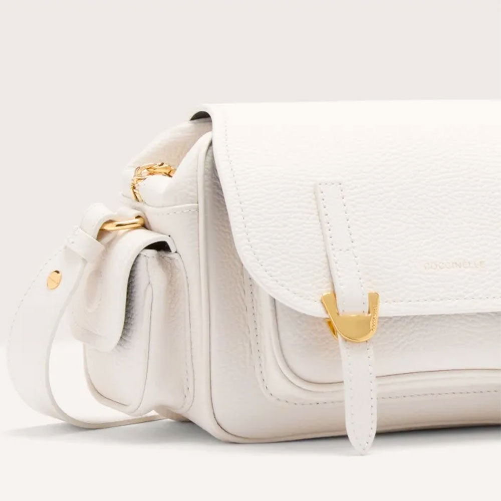 Borsa Donna a Tracolla COCCINELLE in Pelle Colore Blanco linea Campus Small