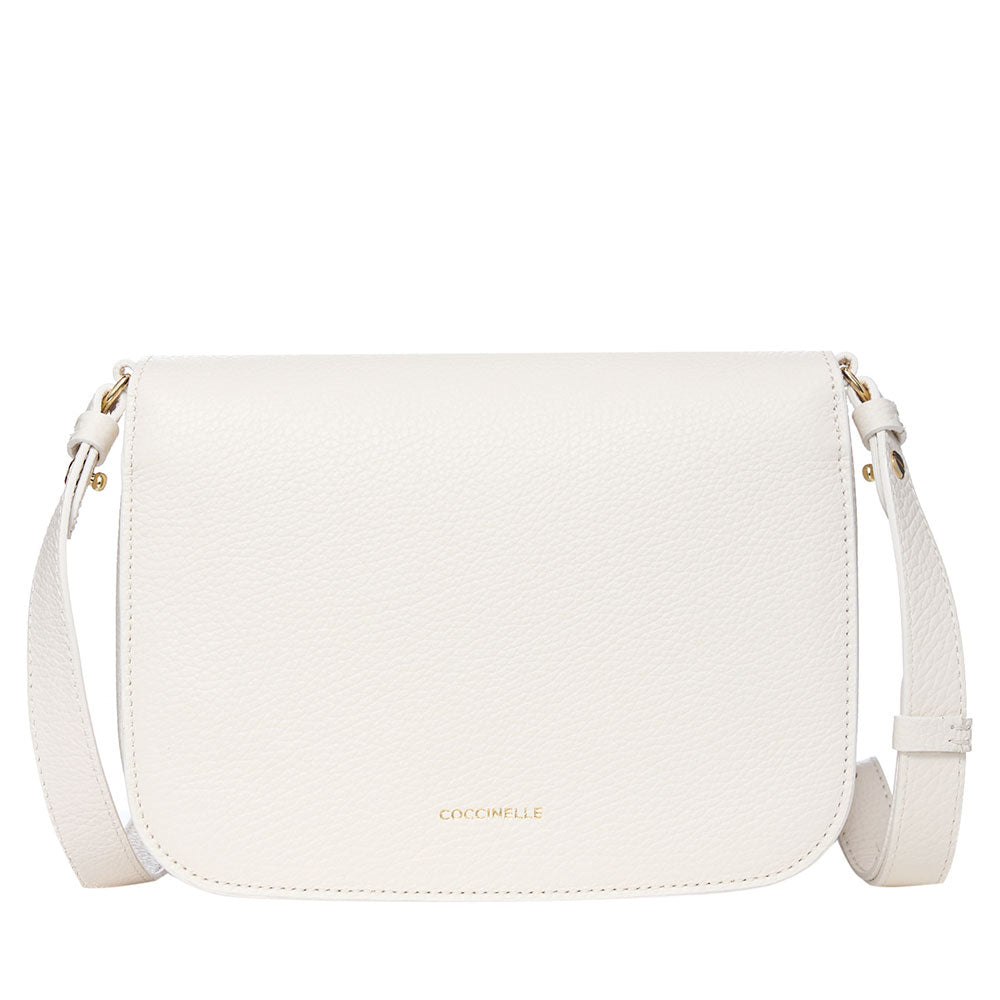 Damen-Umhängetasche COCCINELLE aus genarbtem Leder in Pearl Modell C-Me Small
