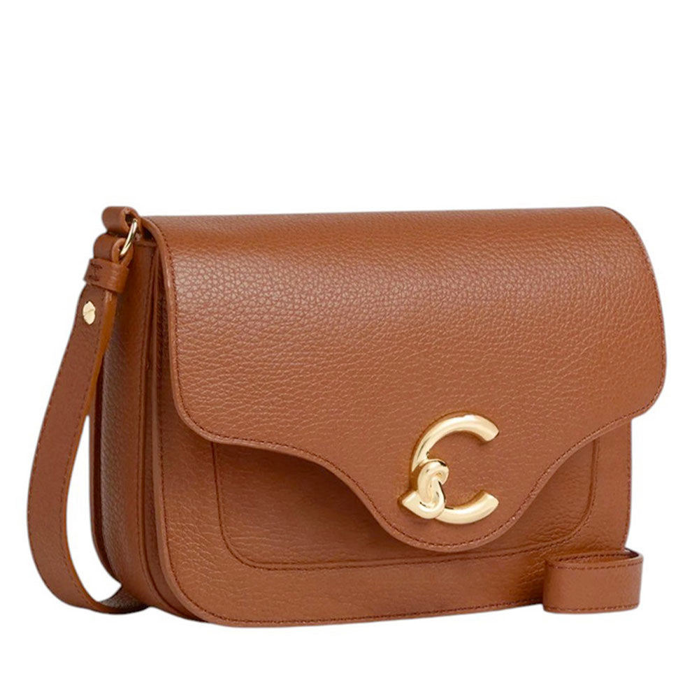 Borsa Donna a Tracolla COCCINELLE in Pelle Martellata linea C-Me Small Colore Cognac