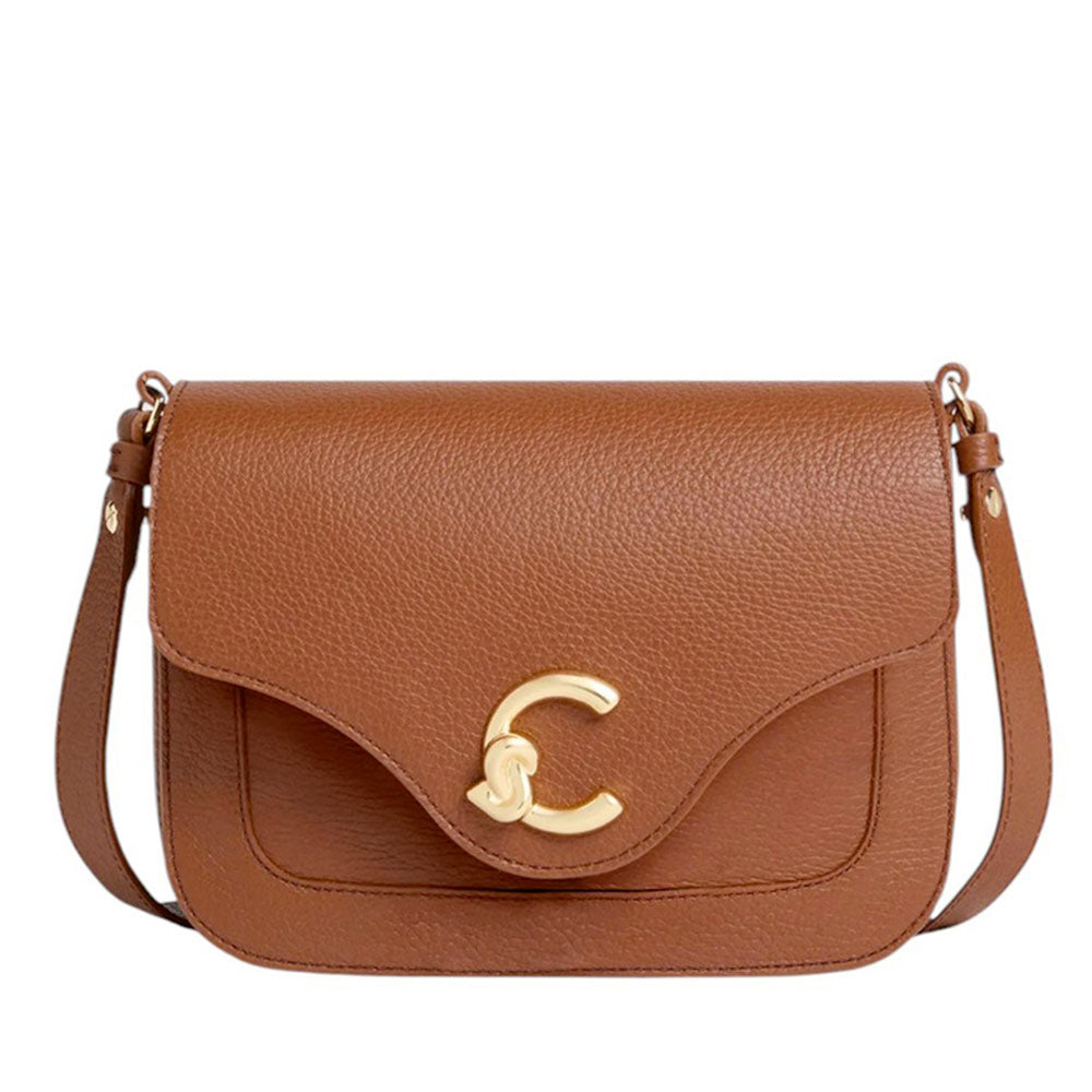 Borsa Donna a Tracolla COCCINELLE in Pelle Martellata linea C-Me Small Colore Cognac