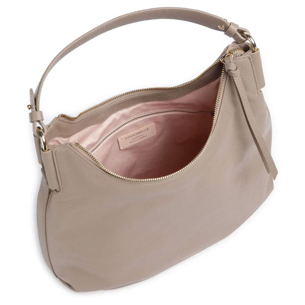 Borsa Donna Hobo a Spalla COCCINELLE Linea Rebekka Colore Warm Taupe