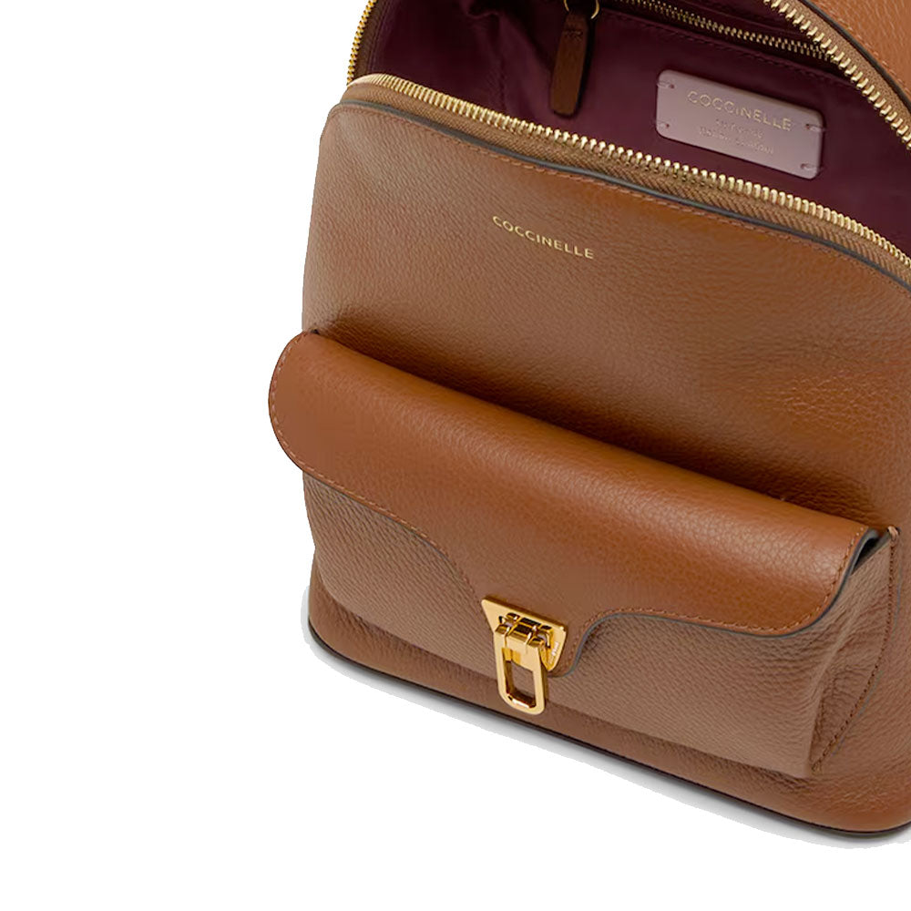 Großer Damen-Rucksack COCCINELLE aus Leder Modell Beat Generation in Cognac