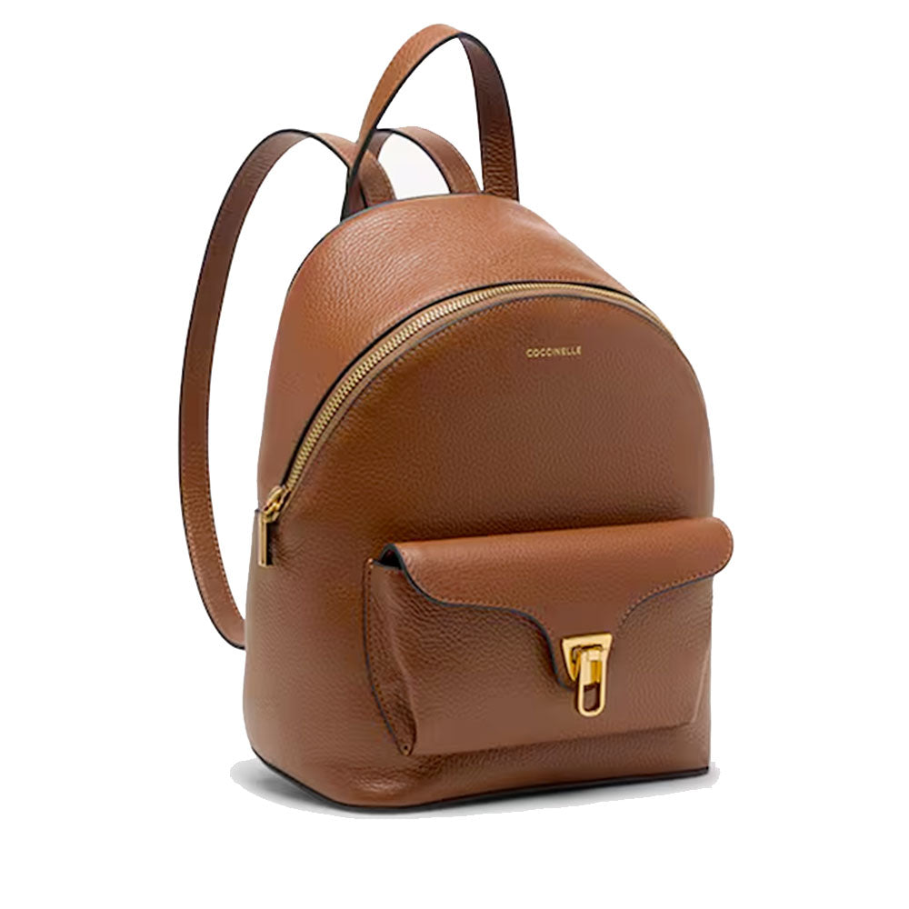 Großer Damen-Rucksack COCCINELLE aus Leder Modell Beat Generation in Cognac