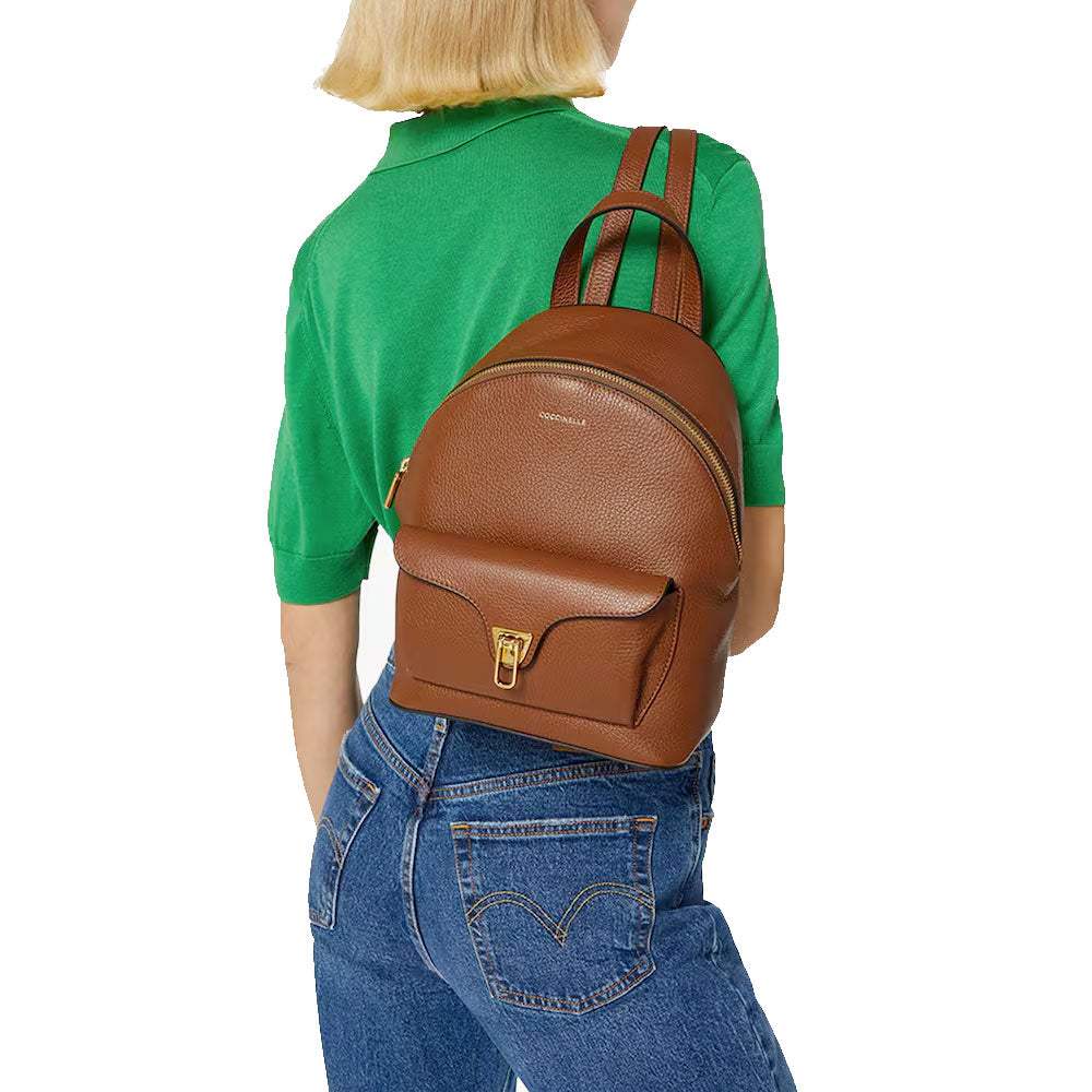Zaino Donna COCCINELLE in Pelle Linea Beat Generation colore Cognac Misura Grande