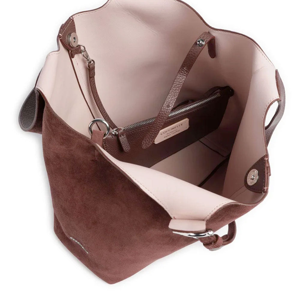 Women's Shoulder Bag COCCINELLE C-Easy in Berry Suede