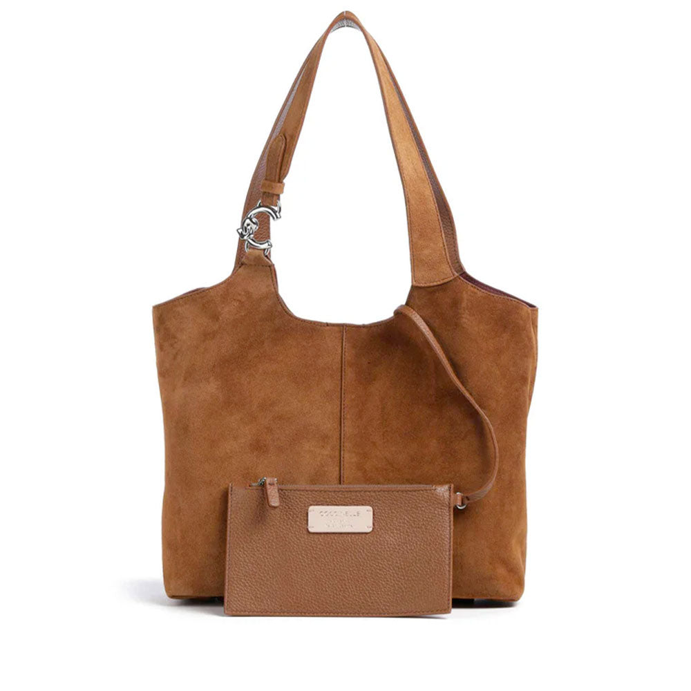 Borsa Donna a Spalla COCCINELLE in Camoscio Linea C-Easy Colore Cognac