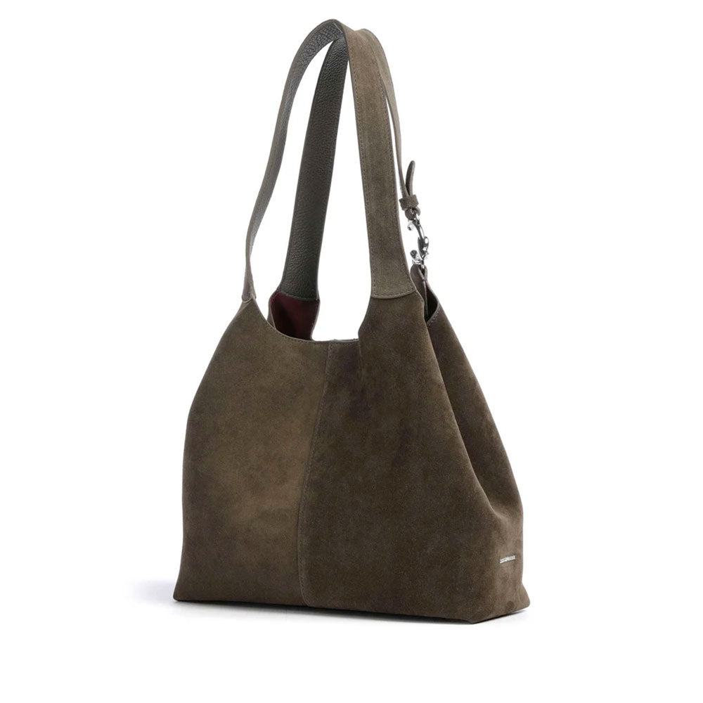 Damen-Schultertasche COCCINELLE aus Wildleder Modell C-Easy in Fango