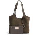 Damen-Schultertasche COCCINELLE aus Wildleder Modell C-Easy in Fango
