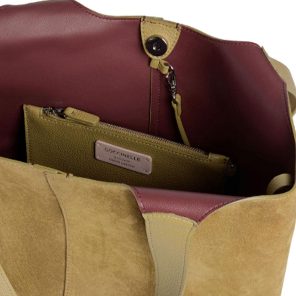 Borsa Donna a Spalla COCCINELLE in Camoscio Linea C-Easy Colore Seagrass