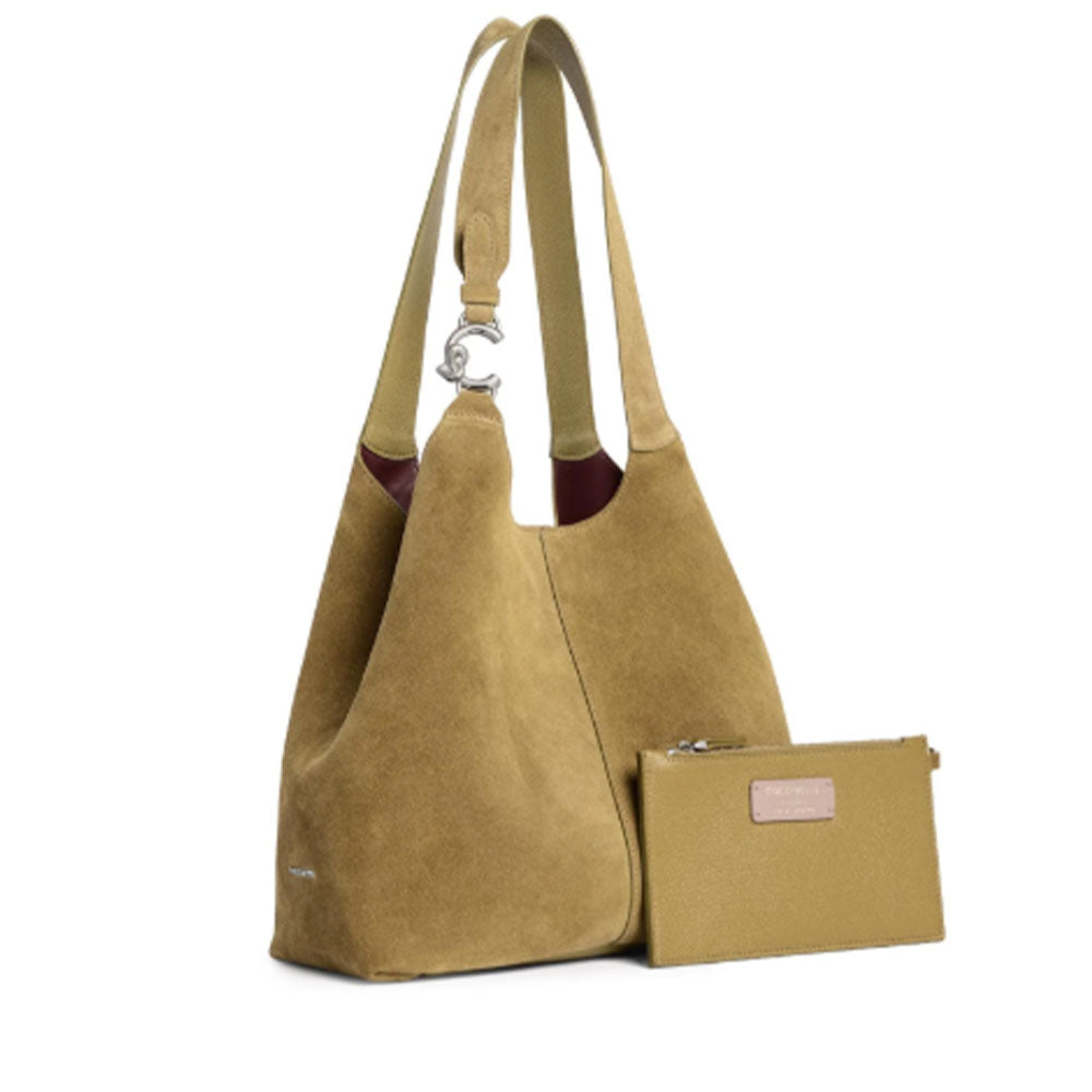 Borsa Donna a Spalla COCCINELLE in Camoscio Linea C-Easy Colore Seagrass