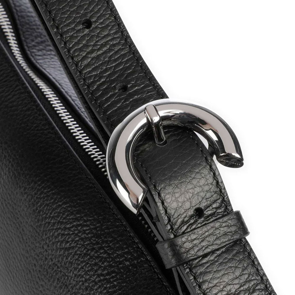 Women's Black Leather Hobo Shoulder Bag COCCINELLE Elinor