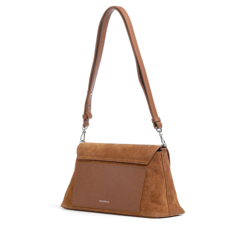Borsa Donna a Spalla COCCINELLE Linea Nikla in Pelle Scamosciata Colore Cognac