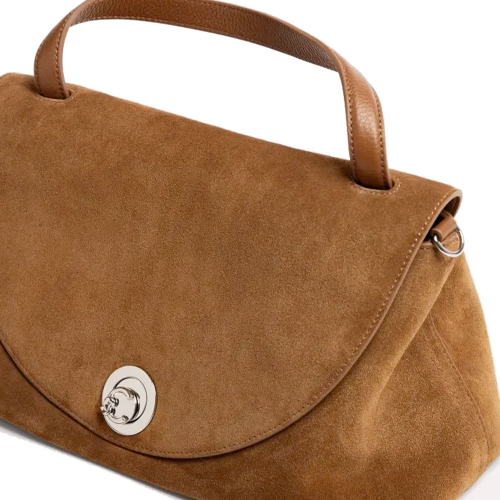 Borsa Donna a Mano COCCINELLE Linea Nikla Medium In Pelle Scamosciata Colore Cognac