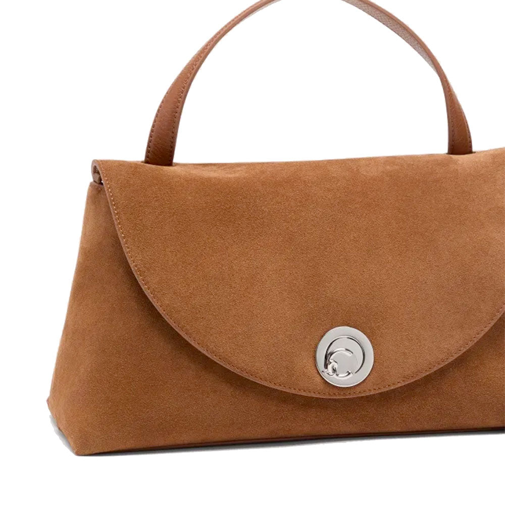 Borsa Donna a Mano COCCINELLE Linea Nikla Medium In Pelle Scamosciata Colore Cognac