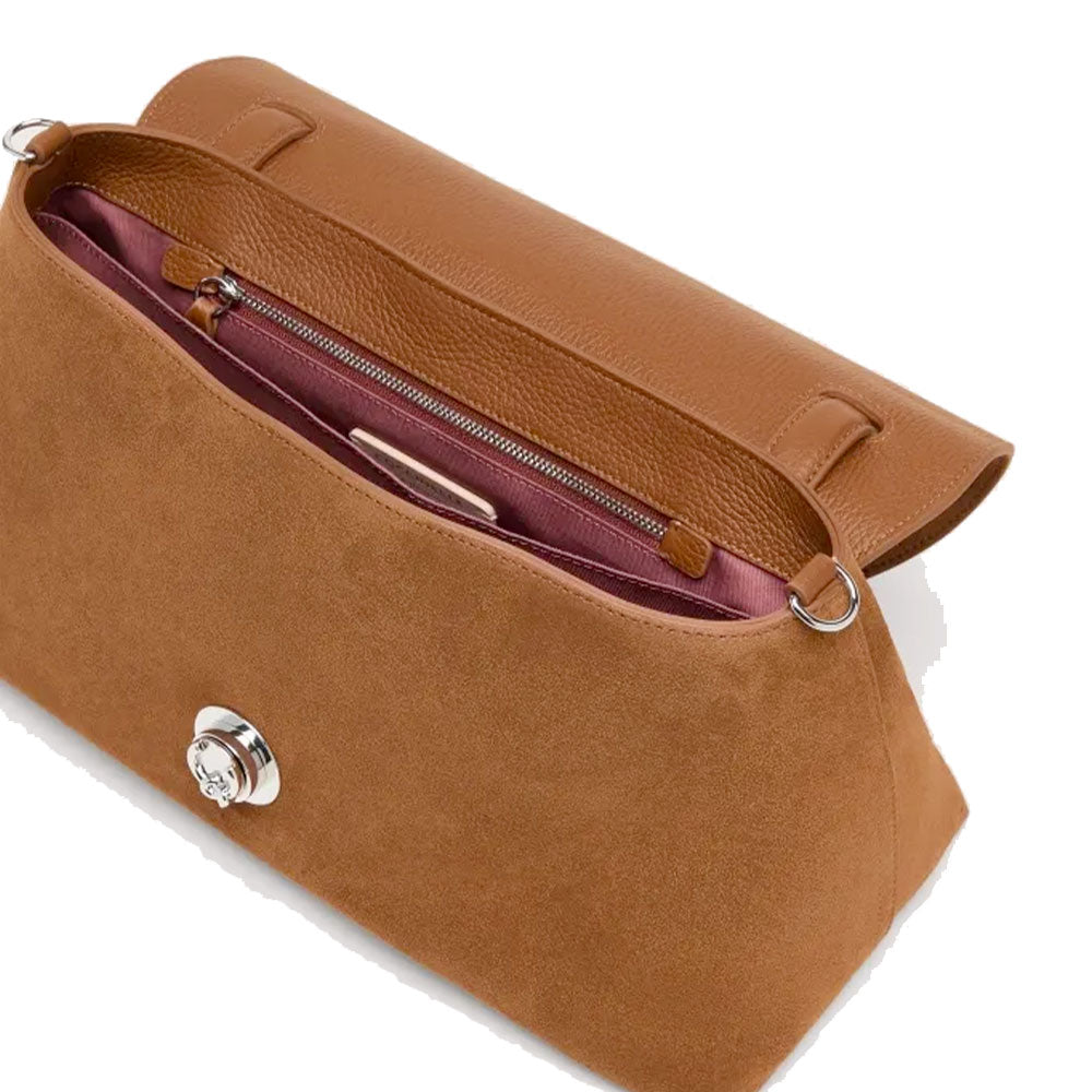 Borsa Donna a Mano COCCINELLE Linea Nikla Medium In Pelle Scamosciata Colore Cognac