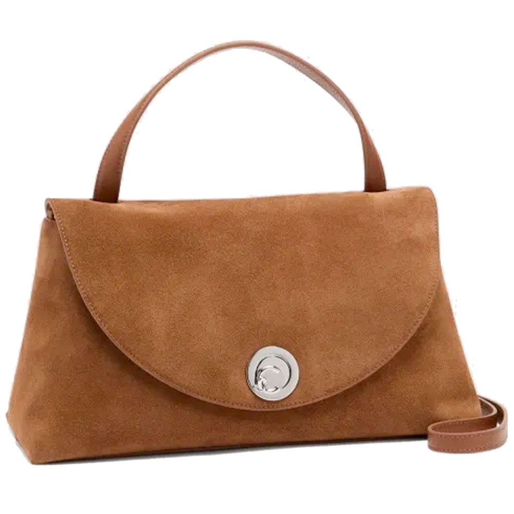 Borsa Donna a Mano COCCINELLE Linea Nikla Medium In Pelle Scamosciata Colore Cognac