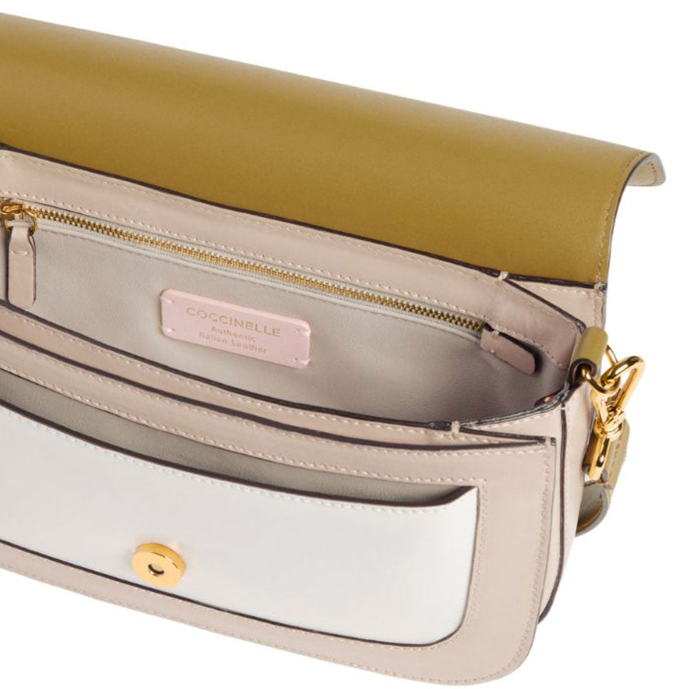 Damen-Umhängetasche COCCINELLE aus Leder Modell C-Me in Sandshell - Seagrass - Pearl