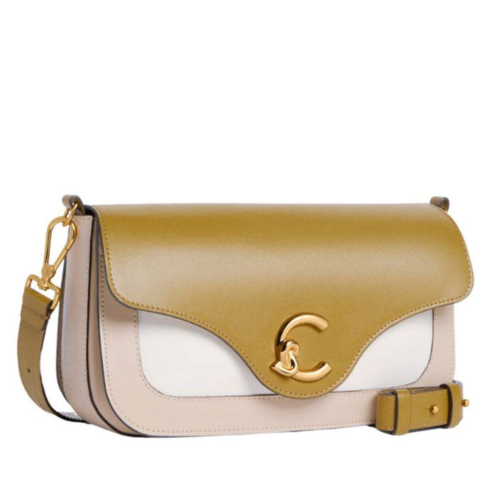 Damen-Umhängetasche COCCINELLE aus Leder Modell C-Me in Sandshell - Seagrass - Pearl
