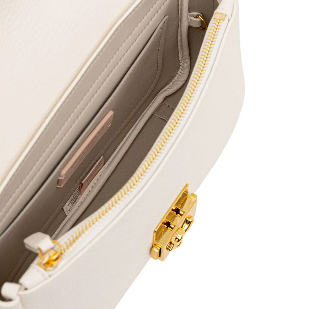 Damen-Schultertasche COCCINELLE aus genarbtem Leder Modell C-Me in Pearl