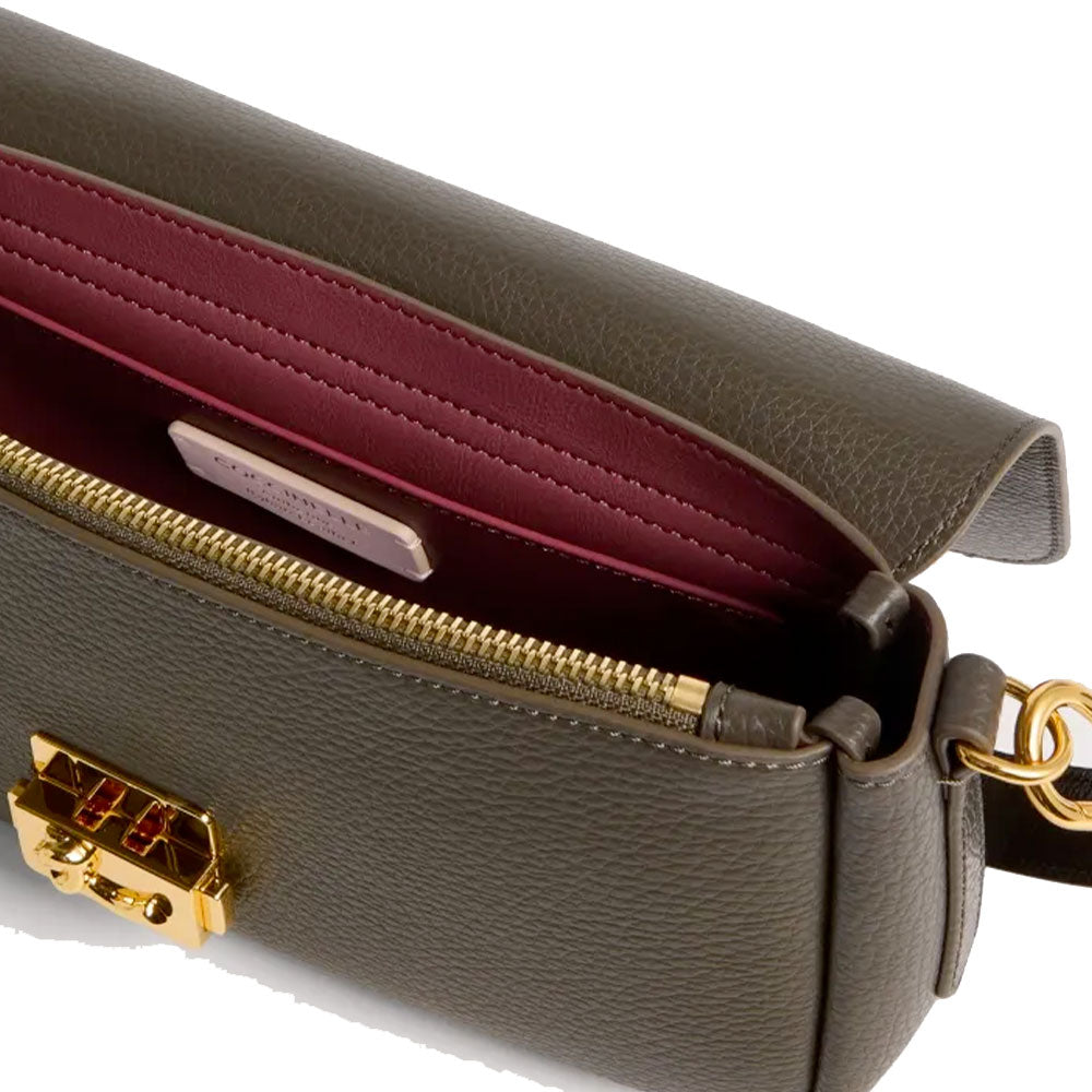 Borsa Donna a Spalla COCCINELLE in Pelle Martellata linea C-Me Colore Fango