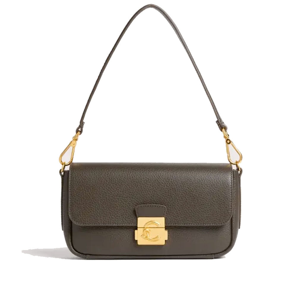 Borsa Donna a Spalla COCCINELLE in Pelle Martellata linea C-Me Colore Fango