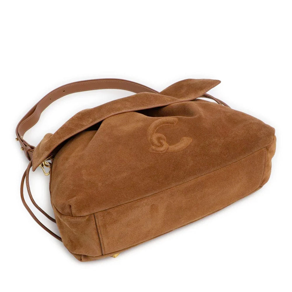 Borsa Donna Hobo a Spalla COCCINELLE in Pelle Scamosciata linea Lidia Colore Cognac