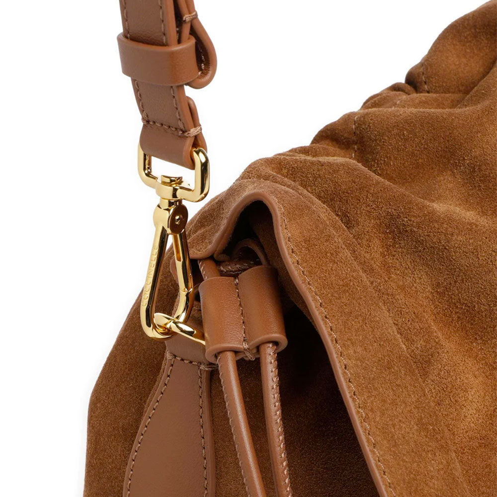 Borsa Donna Hobo a Spalla COCCINELLE in Pelle Scamosciata linea Lidia Colore Cognac