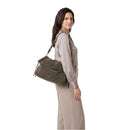 Borsa Donna Hobo a Spalla COCCINELLE in Pelle Scamosciata linea Lidia Colore Fango
